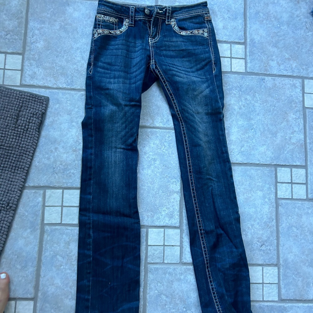 Graces Blue Denim Jeans with embroidery
